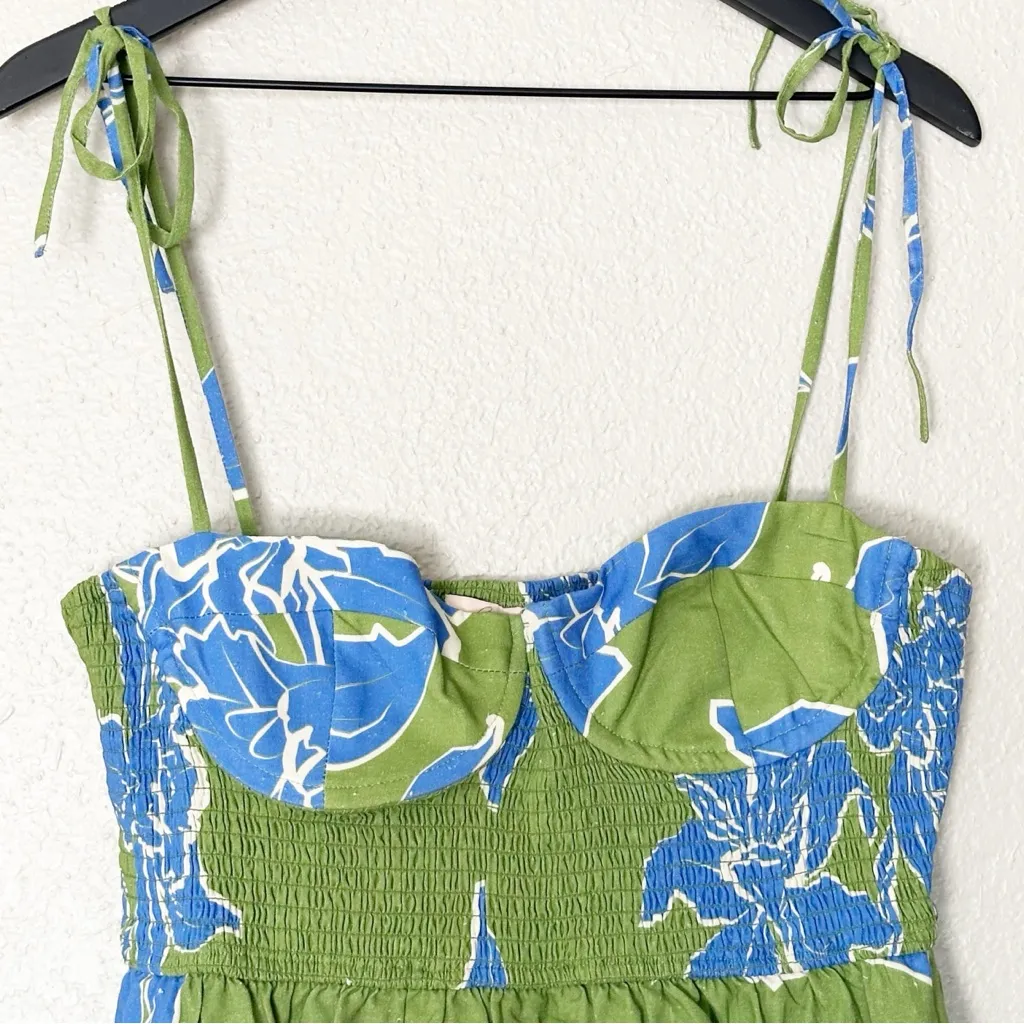 Hutch Mini Dress Tie Strap Smocked Bodice‎ Floral Resort Wear Beach Size XL - Image 2