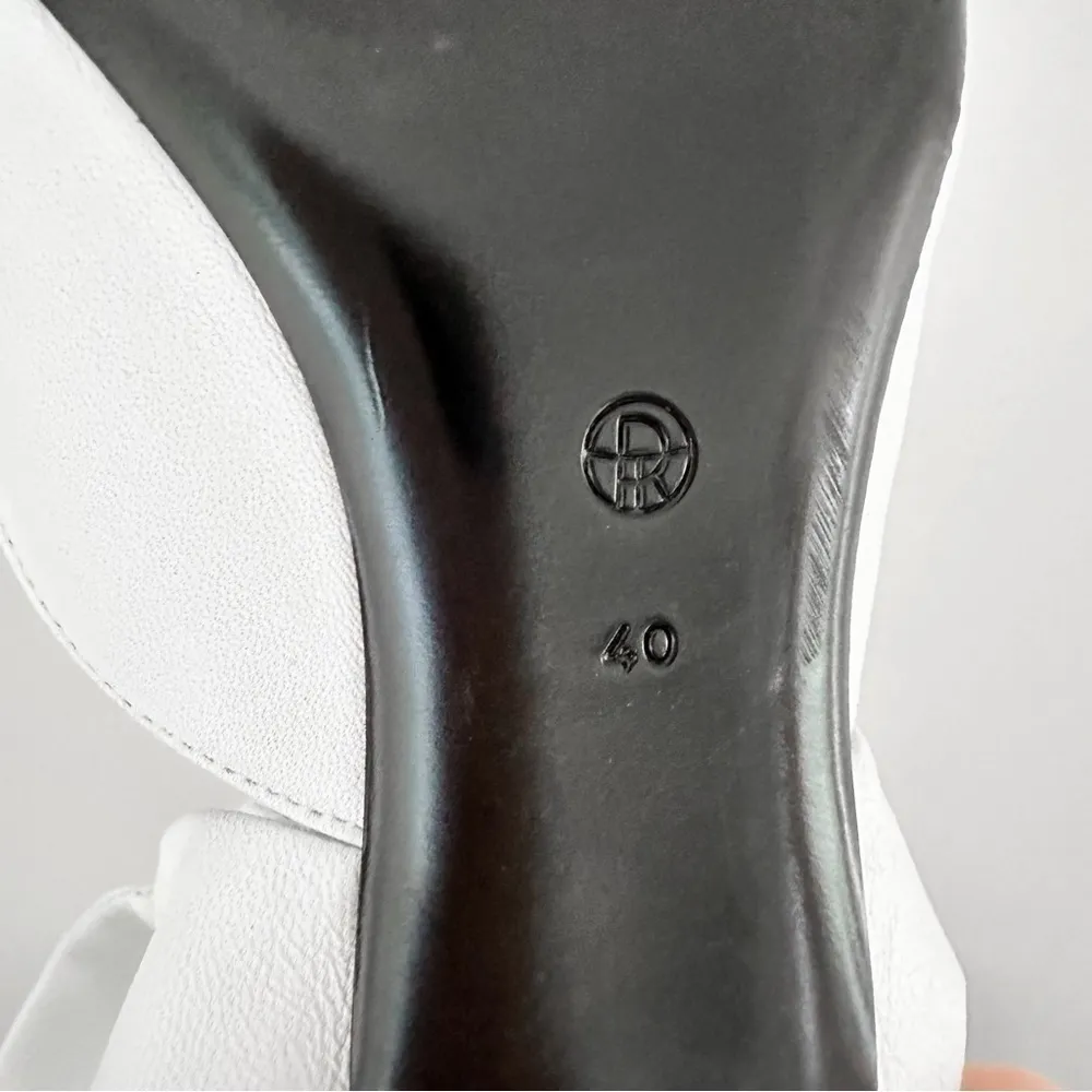 The Row White Leather Coco Bow Kitten Heel Mules sz 40 - Image 13