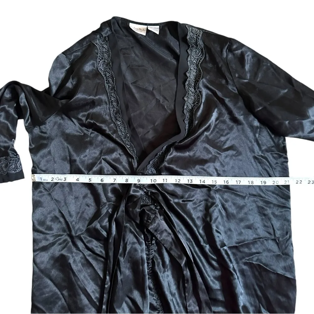 Madison Studio Intimates Womens Size Small Black Penny Lace Trim Robe - Image 5