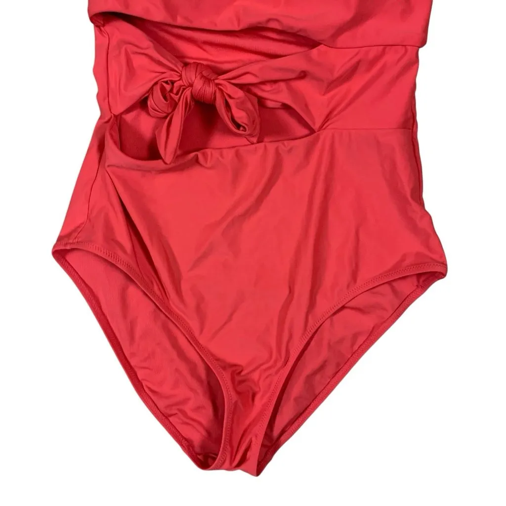 Aerie Red One Piece Swimsuit Medium Bow Front Adjustable Straps Full Coverage - Image 3