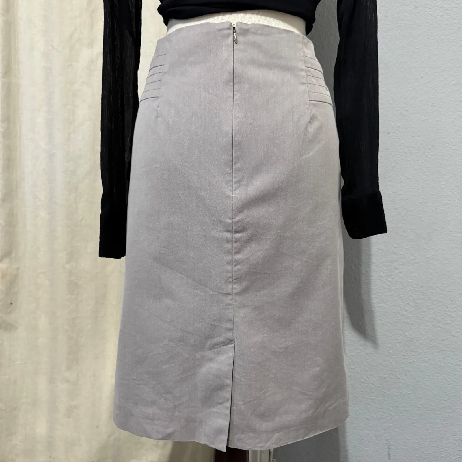 Worthington Women Gray A Line Knee Length Skirt Size 16 Zipper Closure Cotton - Image 7