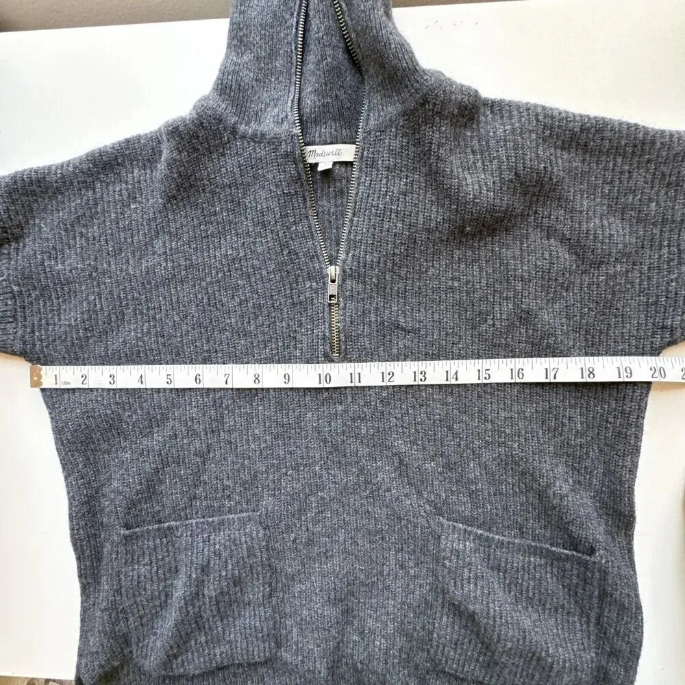 Madewell Glenbrook Half Zip Merino Wool Blend Sweater Gray Womens Small - Image 10
