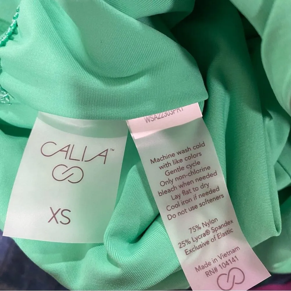 Calia NWTs Power Support Tankini Top Painterly Floral Print size XS UPF 50+ Yellow - Image 8