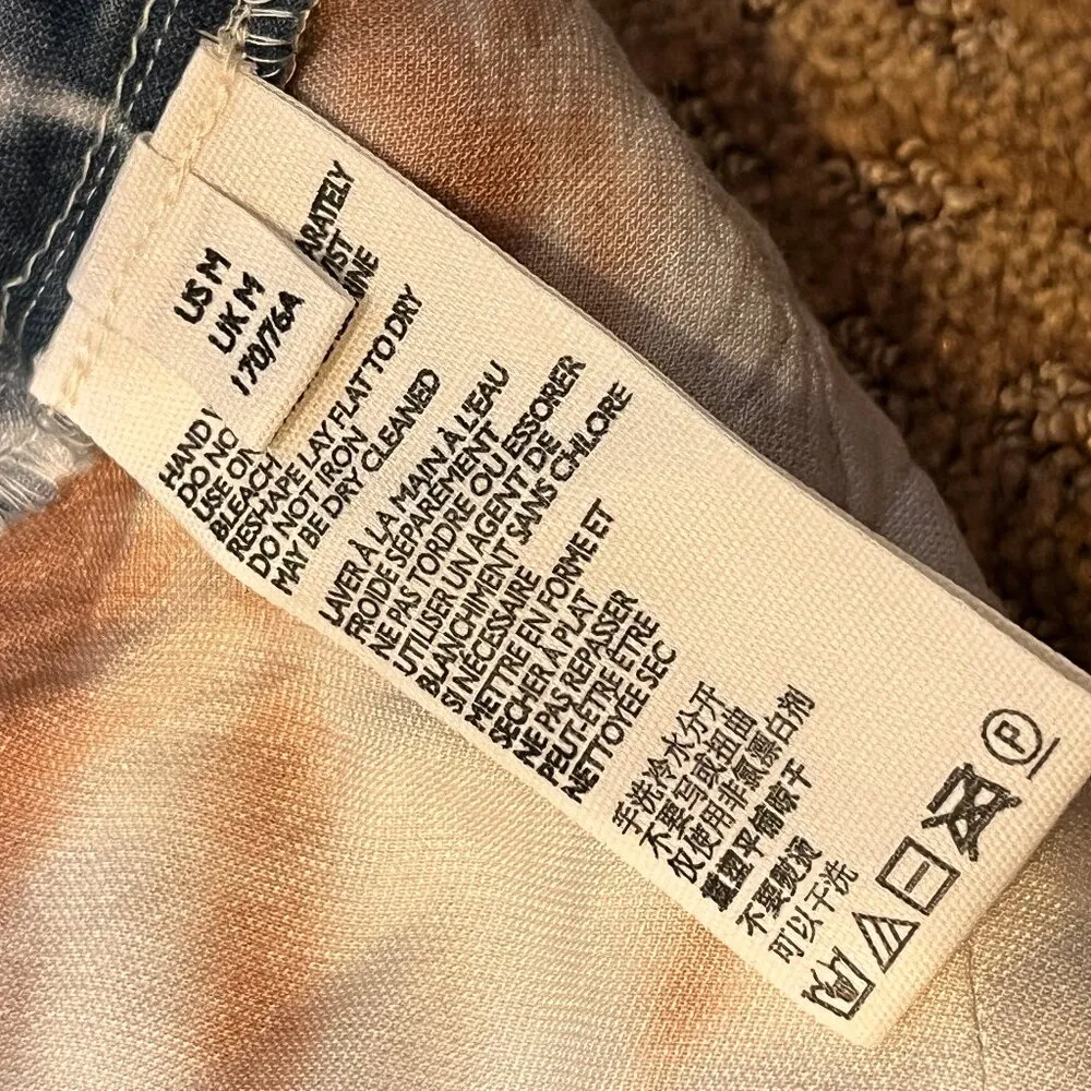 Free People Bali Serious Swagger Tie-Dye Skirt Small M Blue Velvet Midi Skirt - Image 9