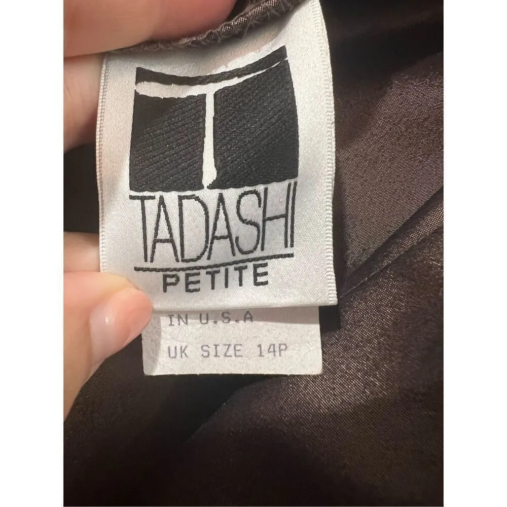 Tadashi brown Maxi Dress Gown Cuff Sleeves petite sz 12P - Image 5