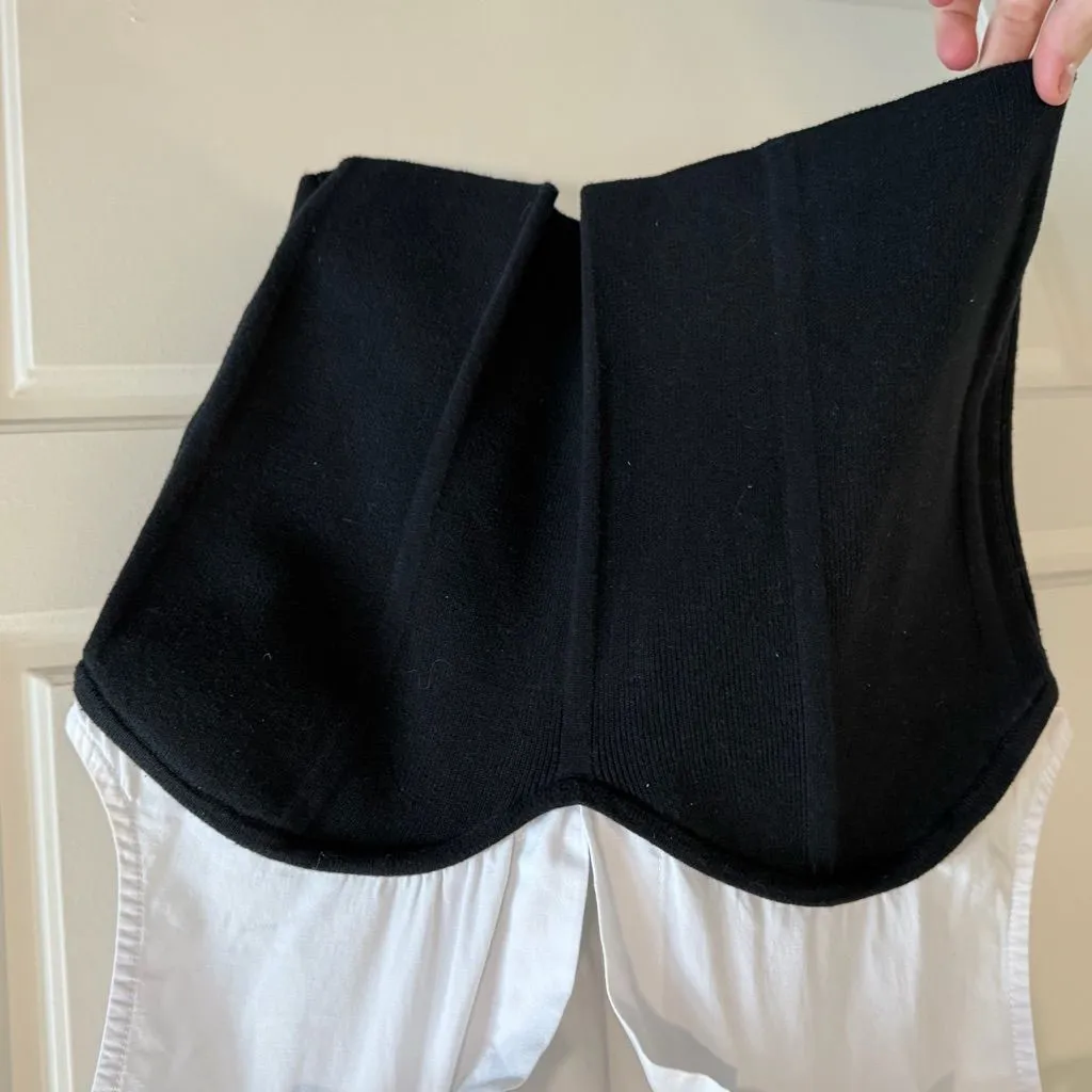 Anthropologie Maeve Black and White Sleeveless Blouse with Busier and Collar - Image 5