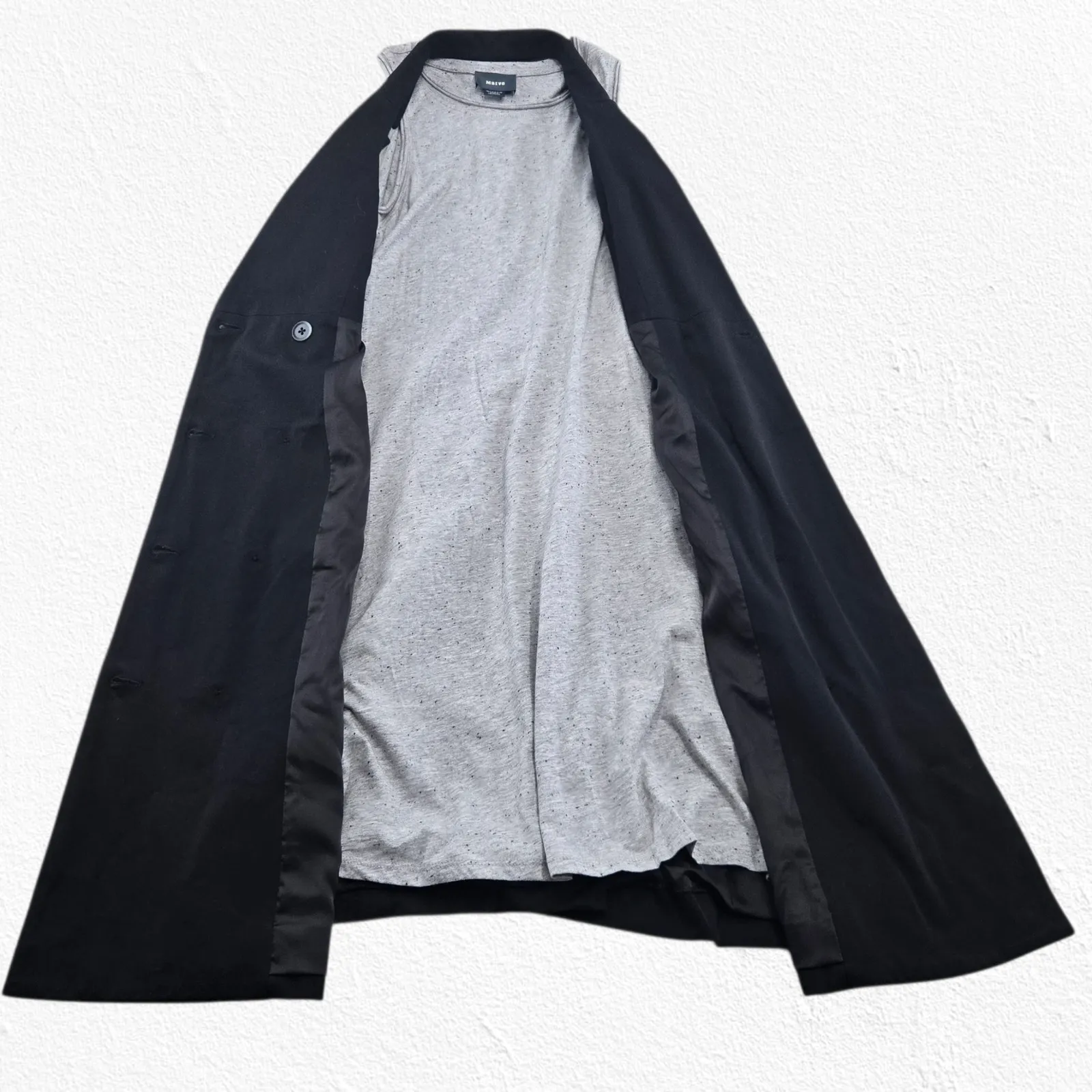 Maeve Anthropologie Gray Black Mixed Media Double Breasted Trench Dress Size 4 - Image 7