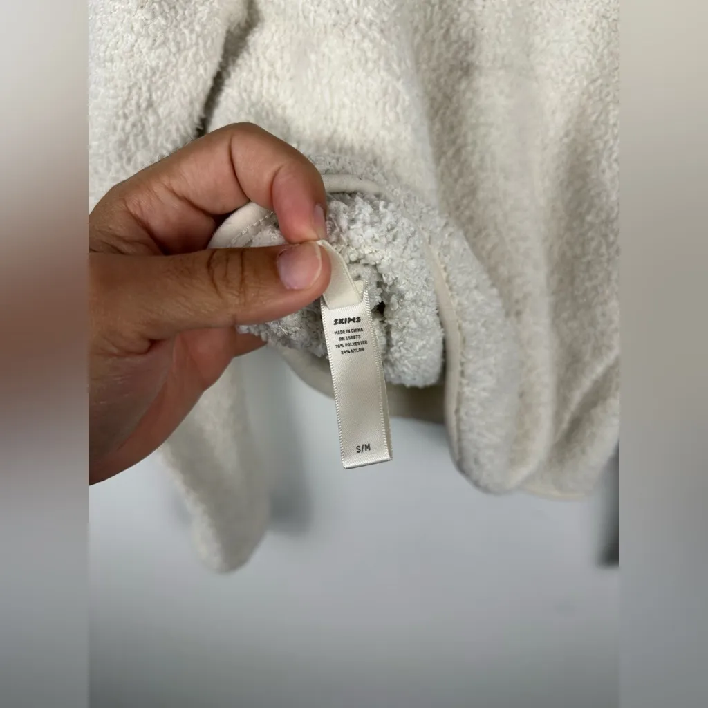 Skims Cozy Knit Sherpa Pullover Sweater in Bone Women’s Sz S - Image 5