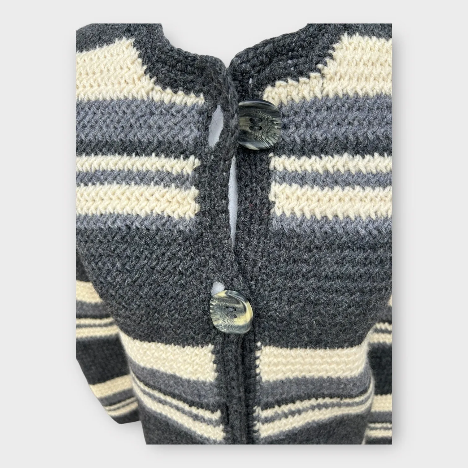 Hand Knit Wool Blend Chunky Cardigan Duster Sz Small Lagenlook Cottagecore Hygge - Image 11