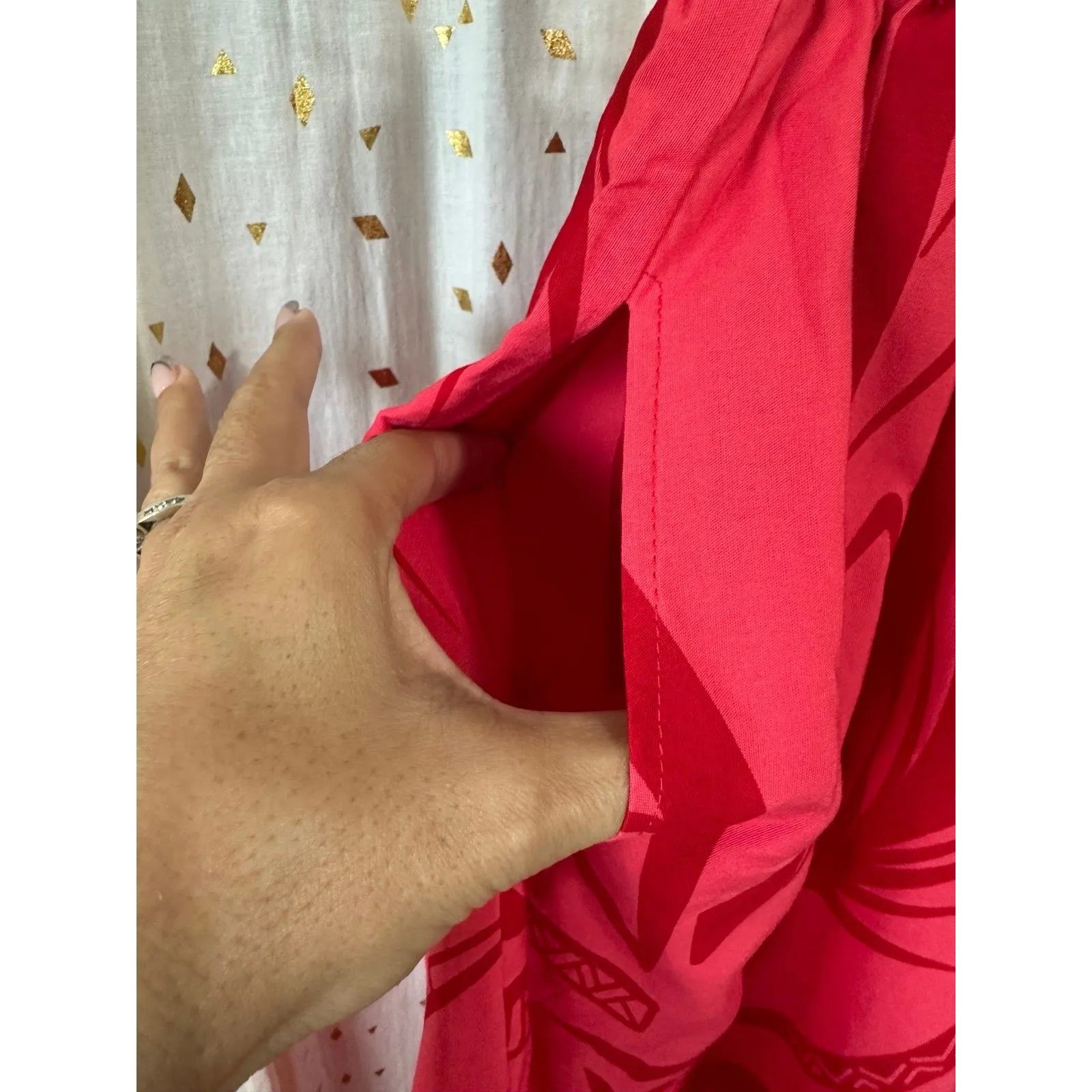 NWT Missing Polynesia Red Coco Palms Culottes Wide Leg Palazzo Pants M/L Size L - Image 4