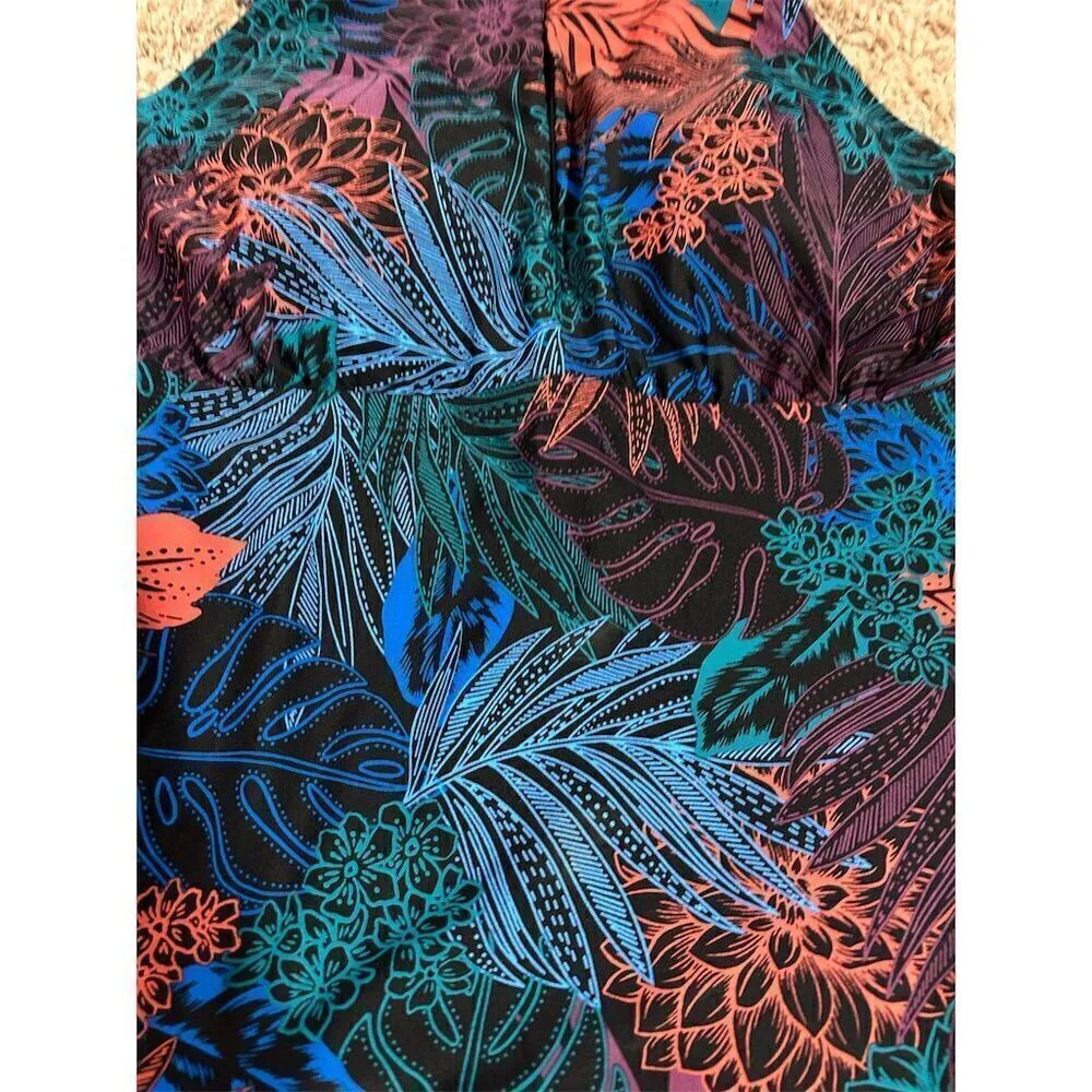 Ellen Tracy Women's Halter Swimsuit Top Size 6 Tropical Floral Print - Image 3