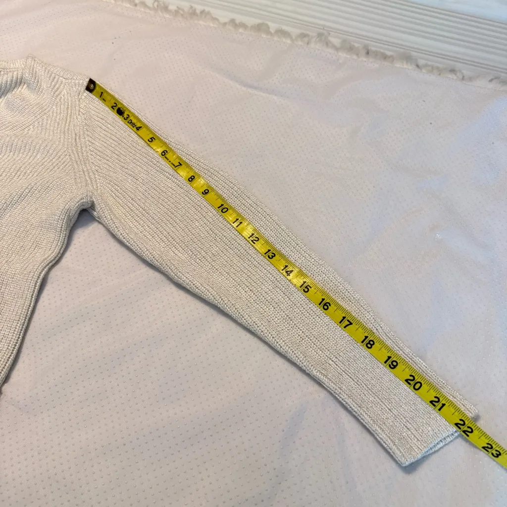 Chaps Pine Lodge Cream Sweater Women’s Size Large V Neck Metallic Thread - Image 10