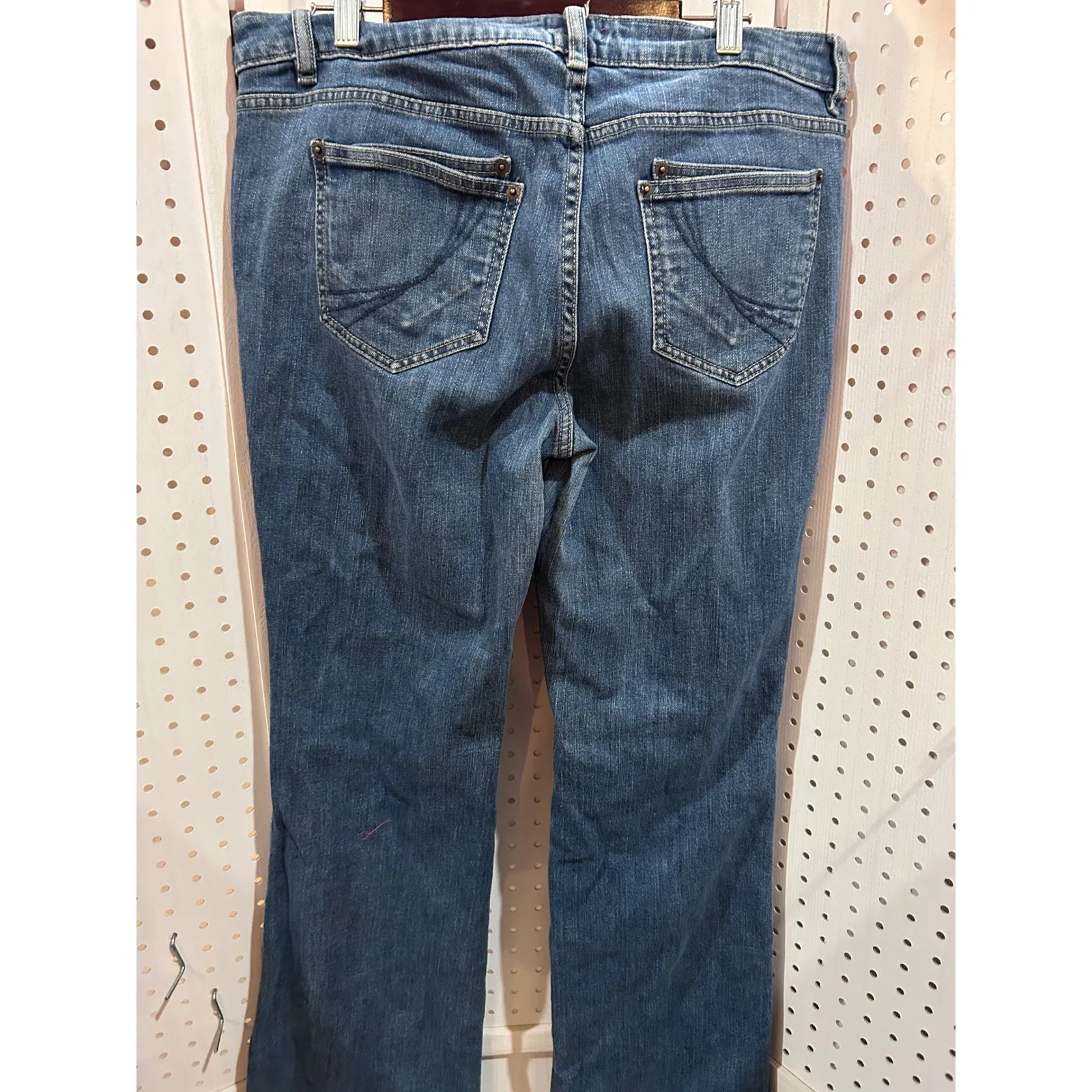 ELLE Monaco Women Blue Wash Denim Jeans Bootcut Flare Size 12 - Image 6