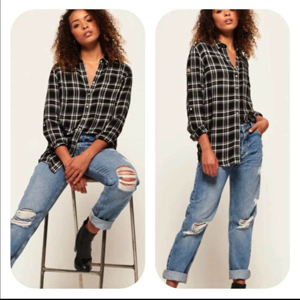 SuperDry Maya Supersize Shirt Black White Check - Image 3