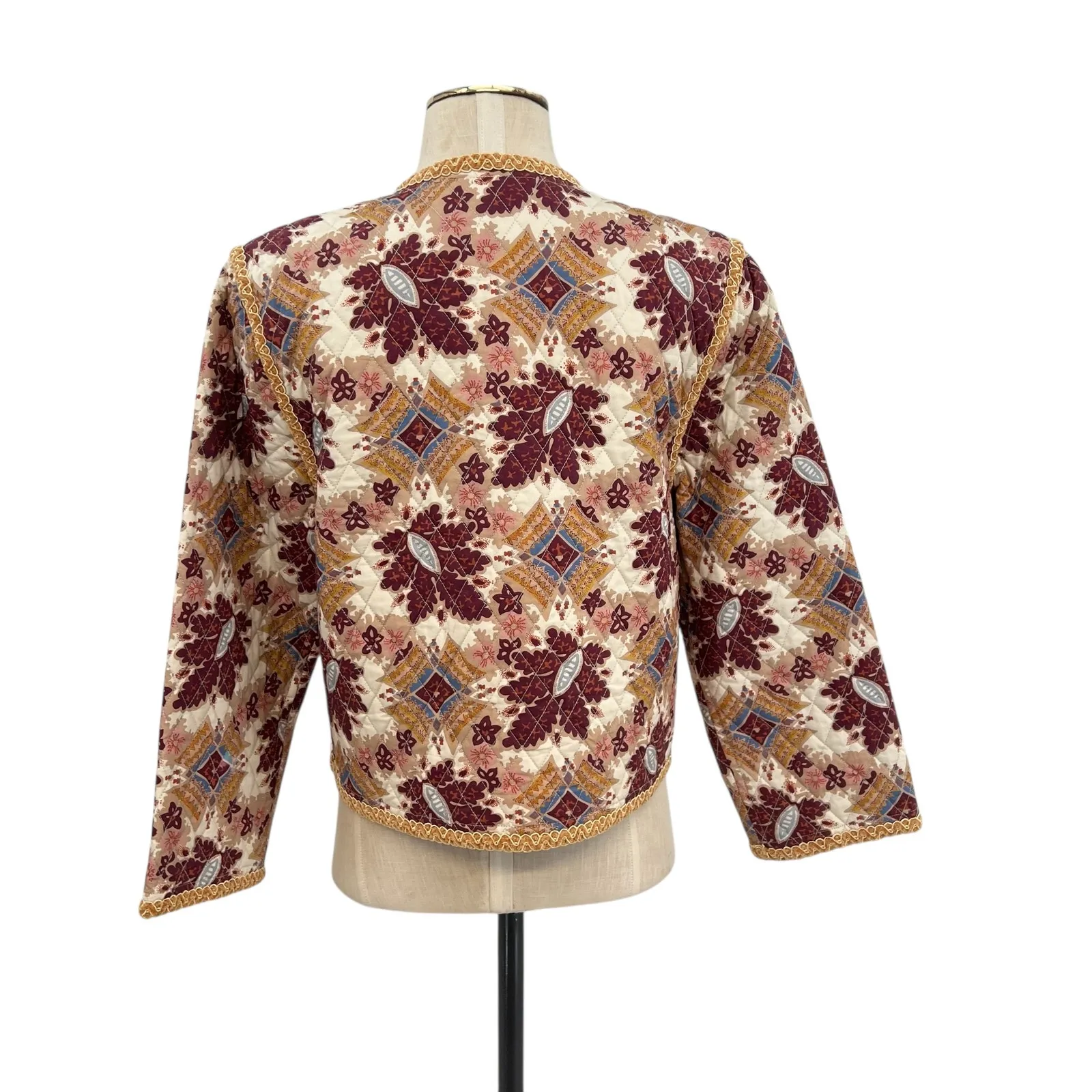 Cara Cara Marissa Quilted Jacket Retro Floral Turtledove Print Size Medium‎ Purple - Image 10