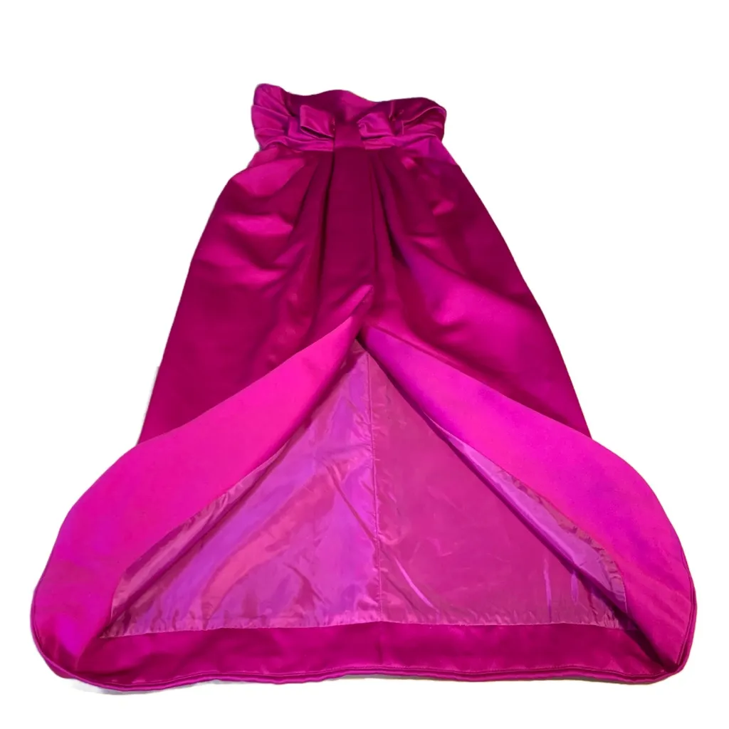 VINTAGE 1980'S JEWEL TONE PINK VICTOR COSTA STRAPLESS SATIN FORMAL DRESS (8) - Image 10