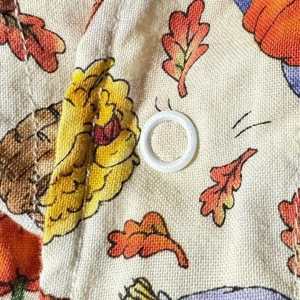 Vintage Handmade lab coat tunic Fall Thanksgiving pilgrims turkey nurse teacher Orange Size XL - Image 4