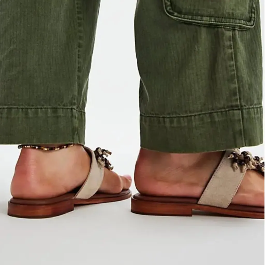 NWOT Free People Sadie Fringe Sandals in Oiled Suit - Image 3