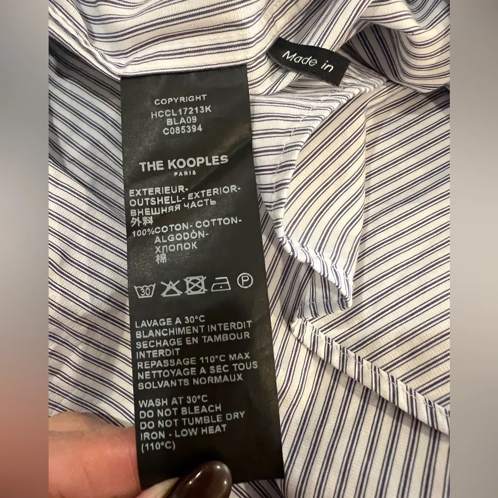 The Kooples Brera Lux Blue White Striped Oversized Button Down Shirt NWT Small - Image 8