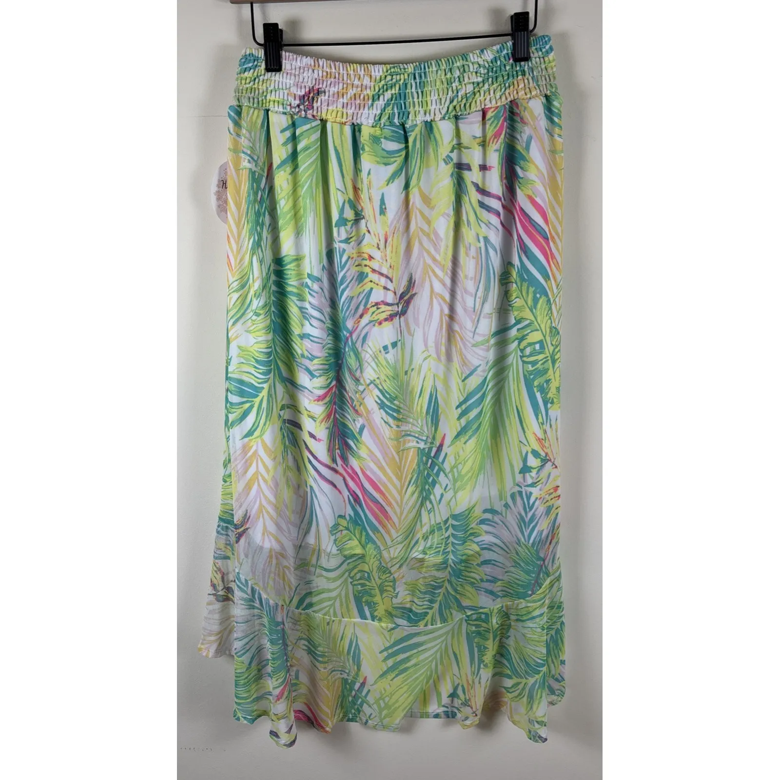 New Harlow Rose Skirt Womens Sz M Tropical Mesh Knit Hi Low Maxi Palm Beach Size M - Image 9