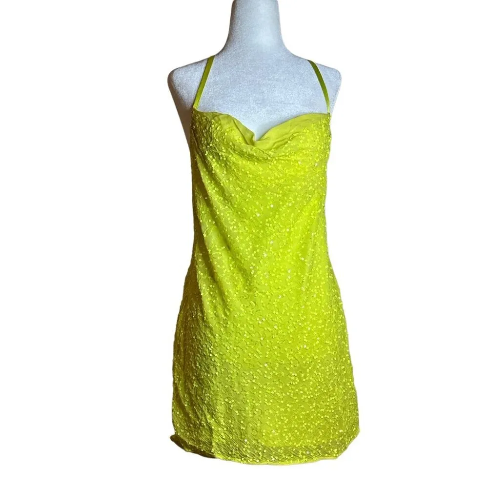 Show Me Your Mumu Suzanna Slip Dress in Lime Sequins Small Womens Cocktail - Image 4