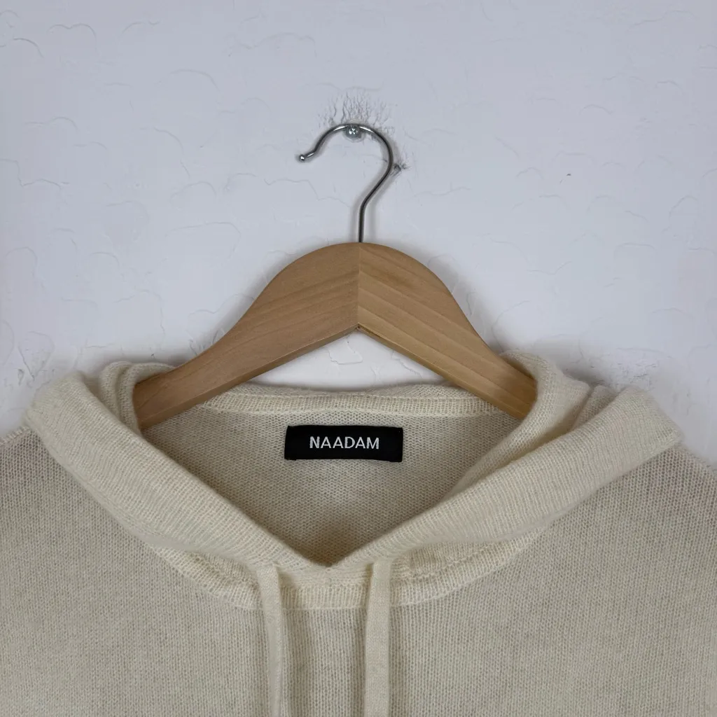 Naadam Striped Cashmere Oversized Hoodie White Size XS - Image 7