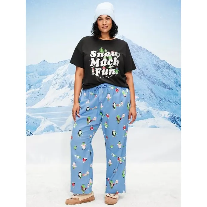 Old Navy Women XL Flannel Pajama Pants Penguins Blue Christmas Festive Winter - Image 4