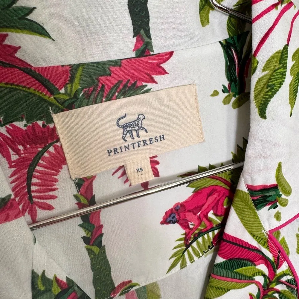 Printfresh Royal Palm Printed Long Sleeve Pajama Top Pink Basil XS NWT - Image 4