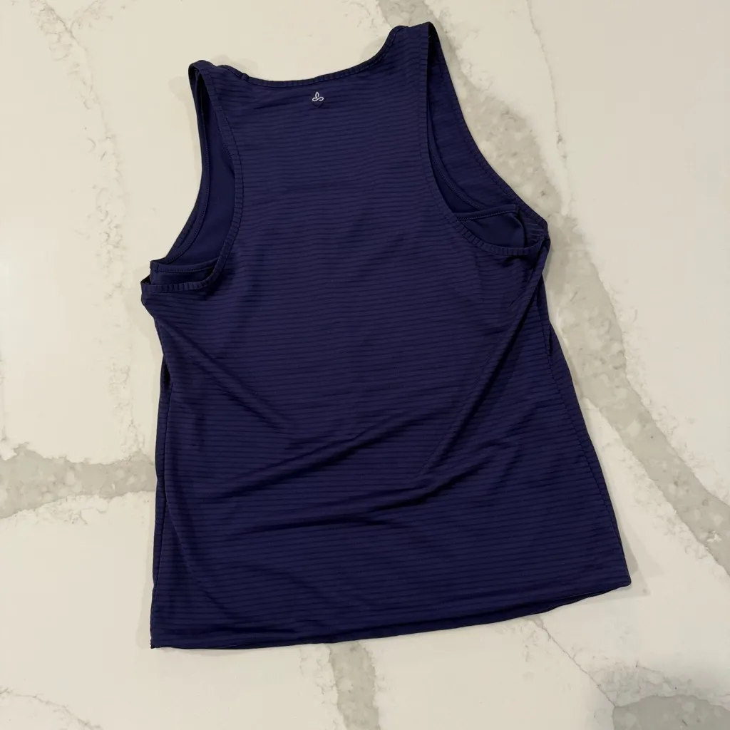 Prana Mika Double Layer Racerback Stripe Tank Top Womens XS Purple/Blue Athletic - Image 5