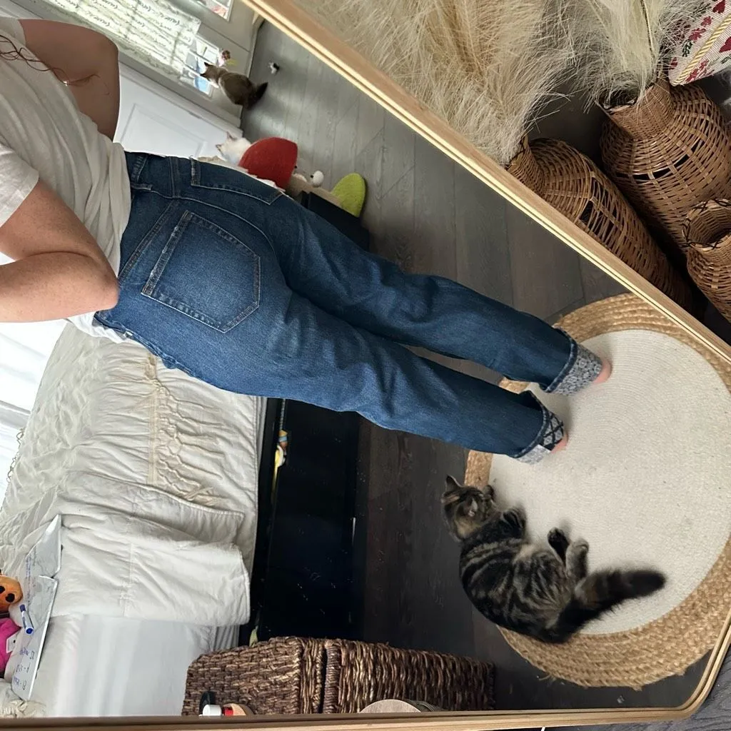 Loft Women’s Blue Denim Paisley 27 The Straight Crop Jeans NWT - Image 3