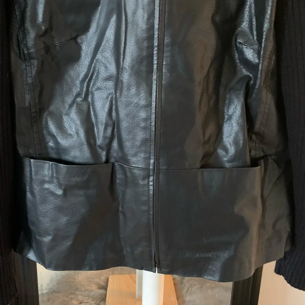A.M.I. Black Leather Jacket Size XL - Image 4