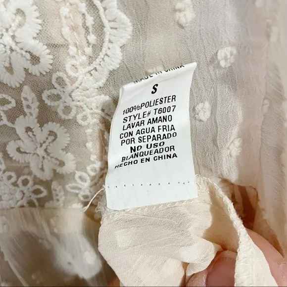 NWT Blue B Top Women’s Size Small Cream Lace Cottagecore Peasant Blouse Academia Tan - Image 8