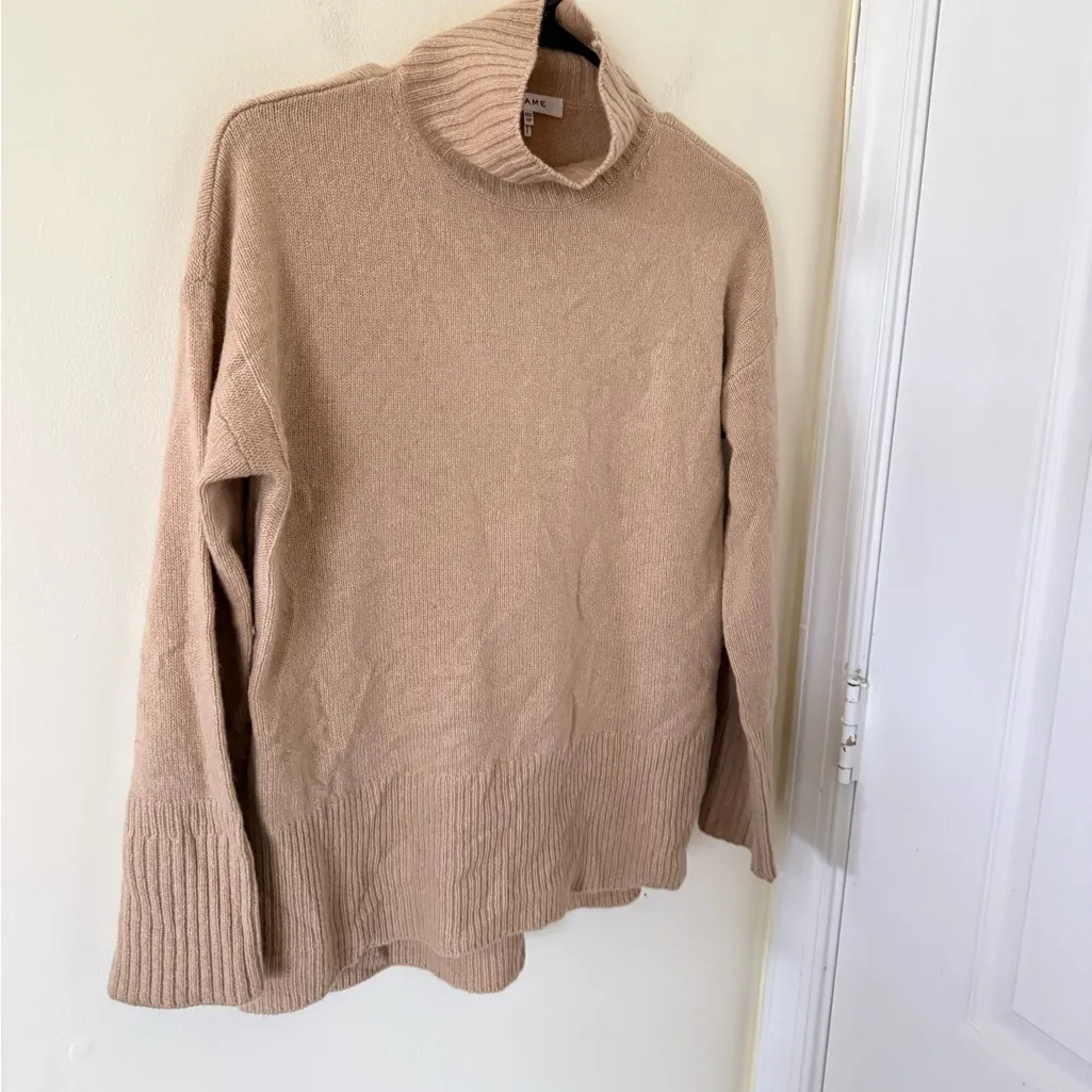 Frame Tan Cashmere Turtleneck Sweater - Image 5