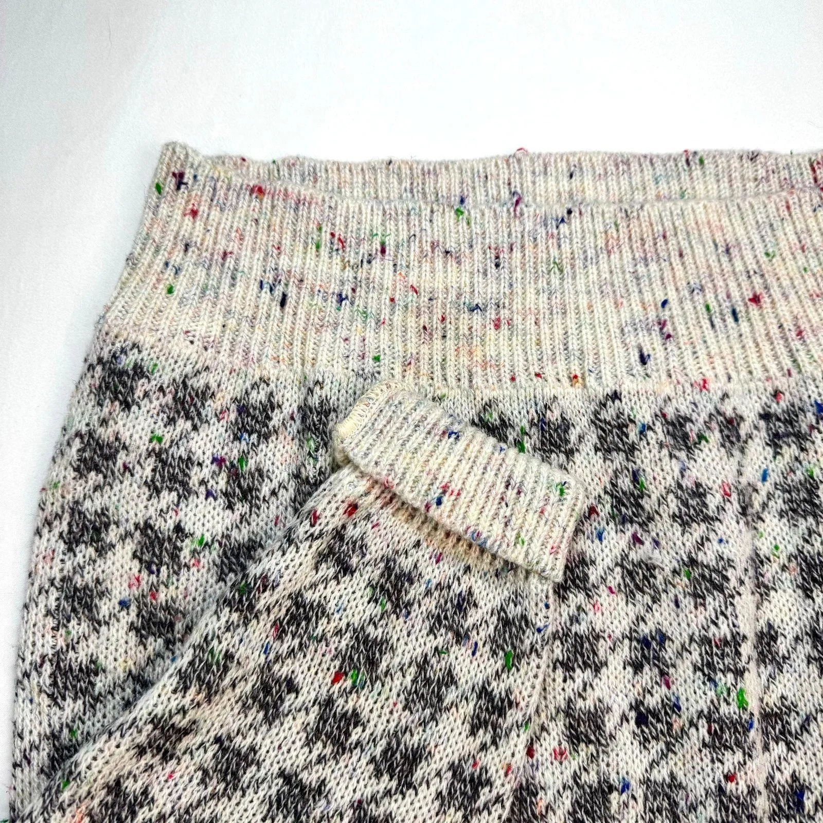 VTG 80s Confetti Knit Houndstooth Sweater Shoulder Pads Size Large - Image 5