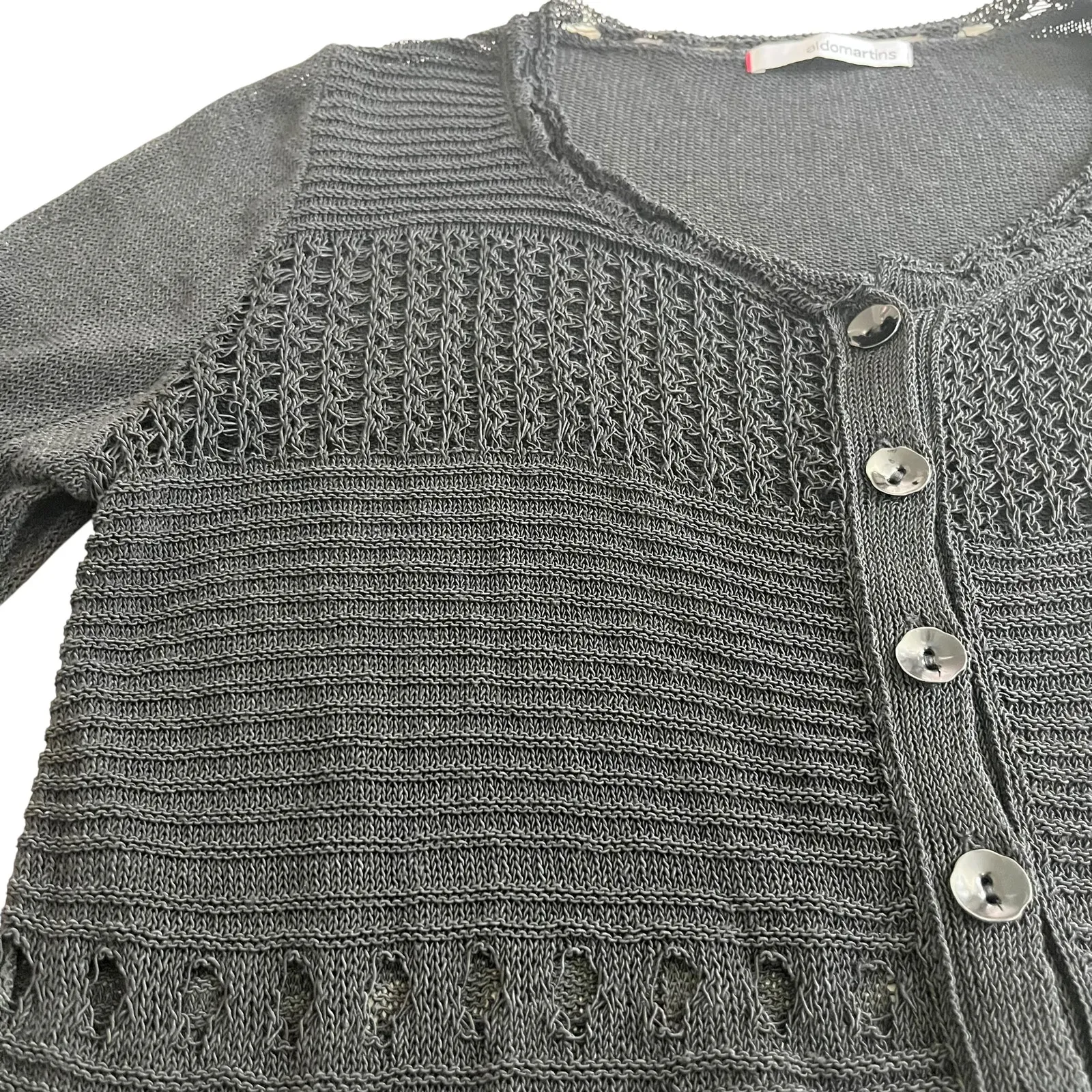 Aldomartins Black Semi Sheer Lace Knit Long Sleeve Cardigan size 12 - Image 3