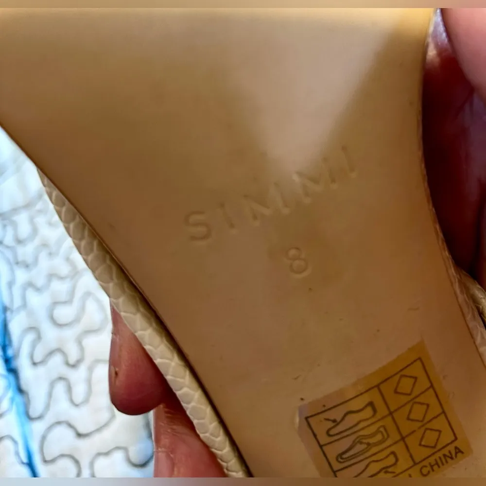 SIMMI LONDON  Snake Embossed Cream Square Strappy Lace Up Stiletto Heels Sz 8 - Image 11