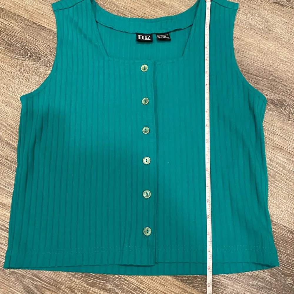 Basic Editions Y2k vintage square neck ribbed  tank top teal green medium - Image 5