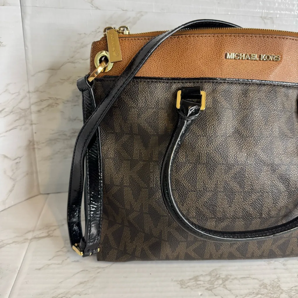 Michael Kors Aubrey Large Satchel Brown/Luggage women’s bag shoulder purse - Image 4
