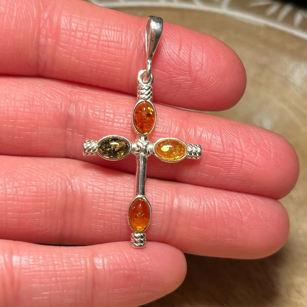 NWOT Amber 925 Sterling Silver Cross Pendant - Image 10