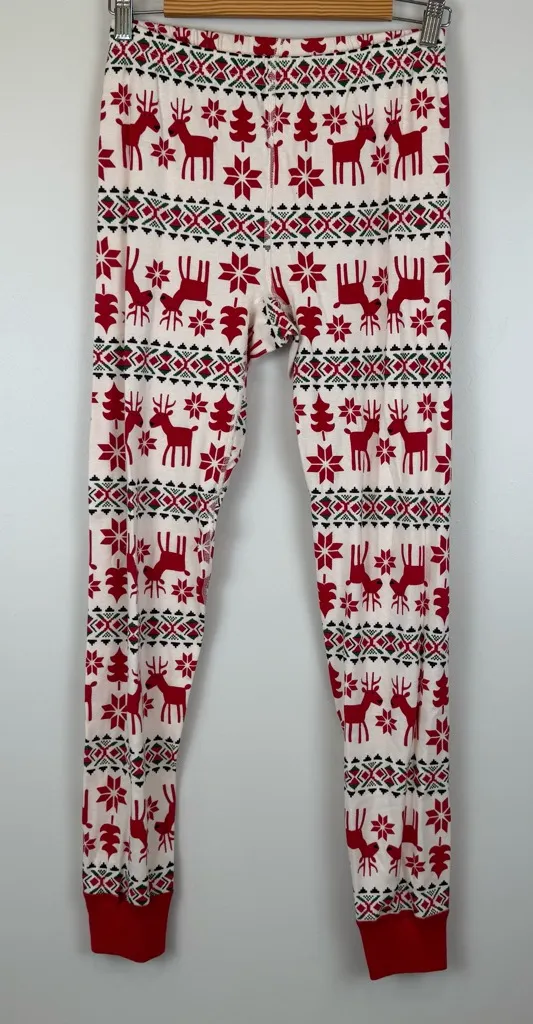 Hanna Andersson Adult Long John Pant Size Medium Dear Deer 42069 Red - Image 1