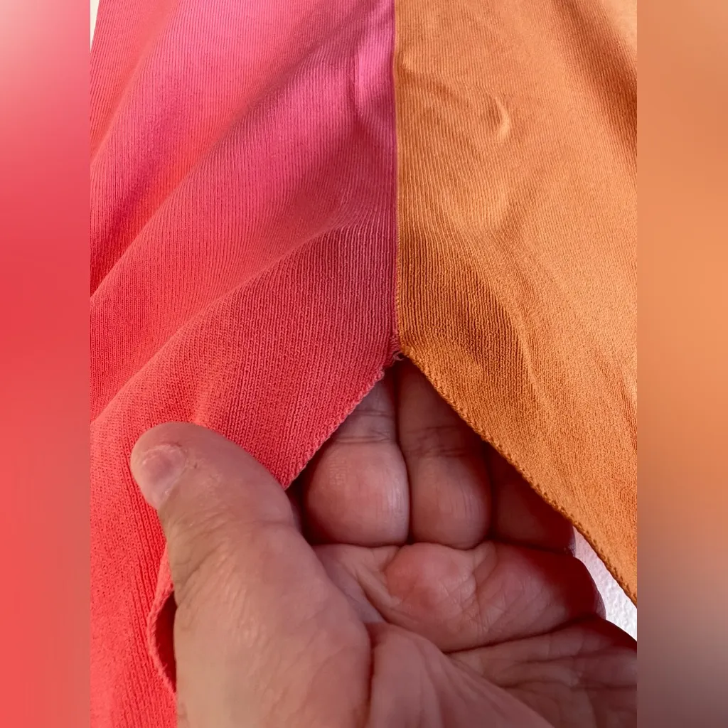 Zara Colorblock Midi Orange & Pink Halter‎ Dress Size Small - Image 5