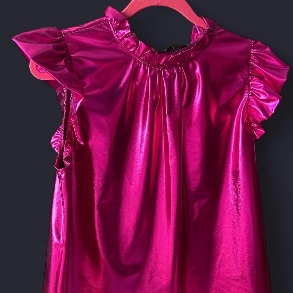 Metallic Hot Pink Ruffle Top (Size L) Barbiecore Dream – - Image 6