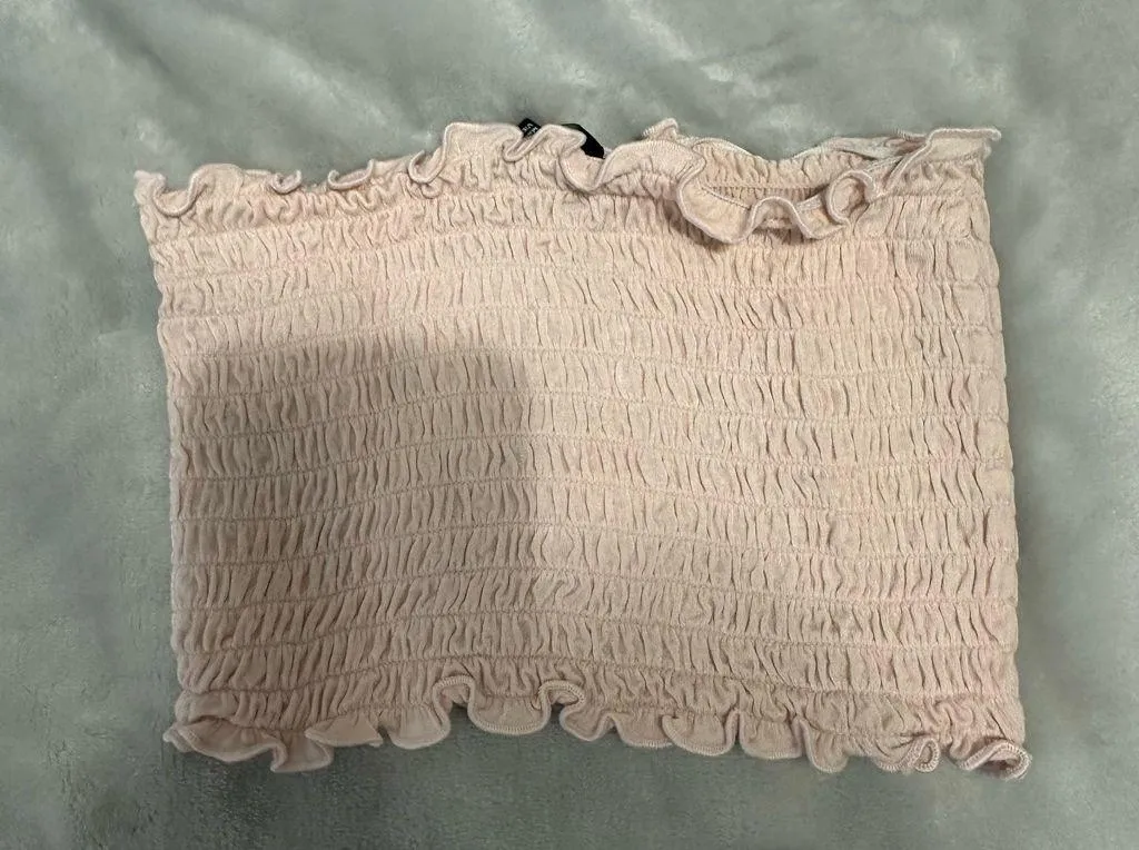 Forever 21 Pink Ruffled Smocked Tube Top - Image 5