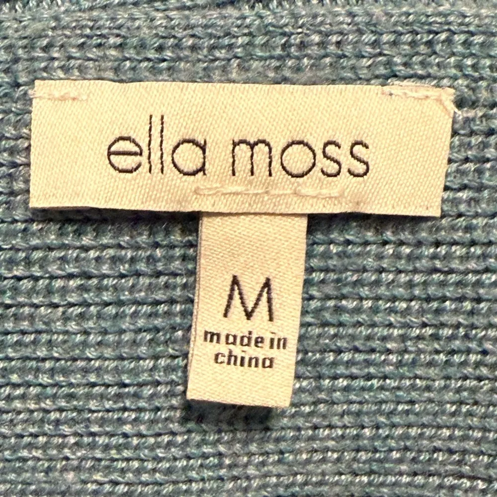 Ella Moss Long Sleeve V Neck Sweater‎ Soft Ribbed Teal Blue Size Medium - Image 5