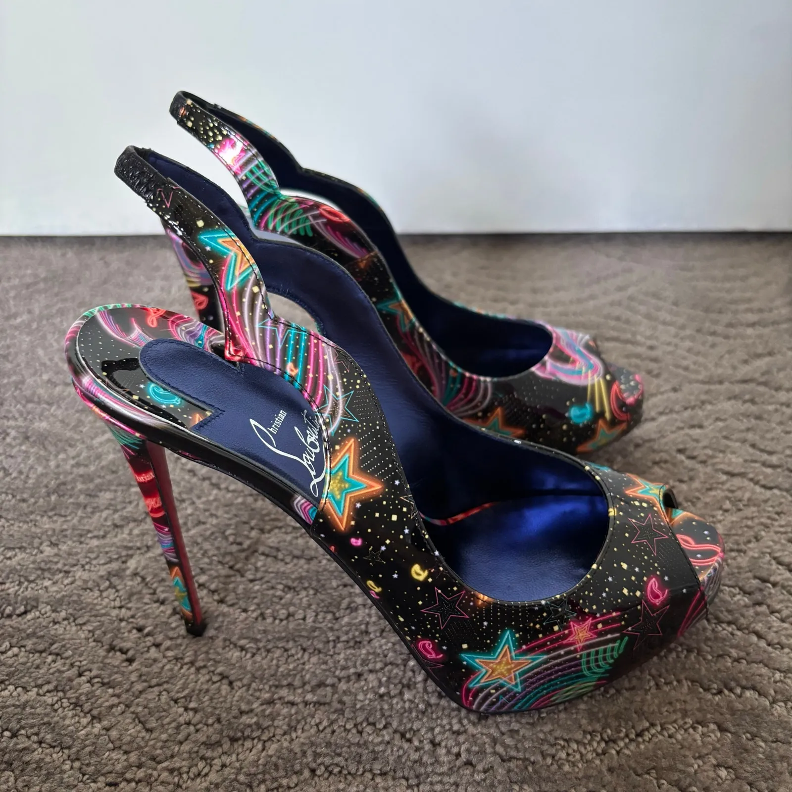 Christian Louboutin Hot Chic Sling Alta 120 Starlight Multicolor Pumps Size 36.5 - Image 9