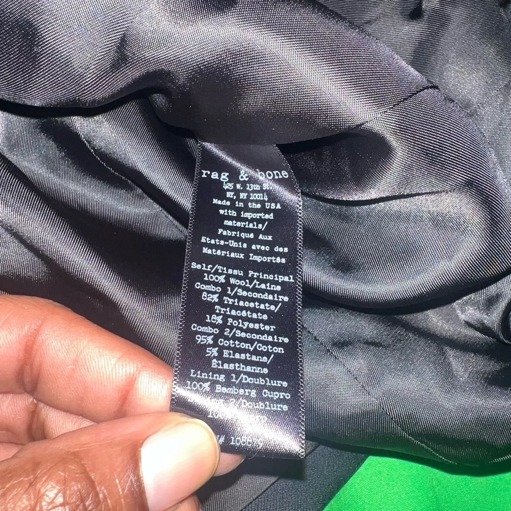 Rag & Bone Blue/ Black 100% Wool Blazer size 00 - Image 9