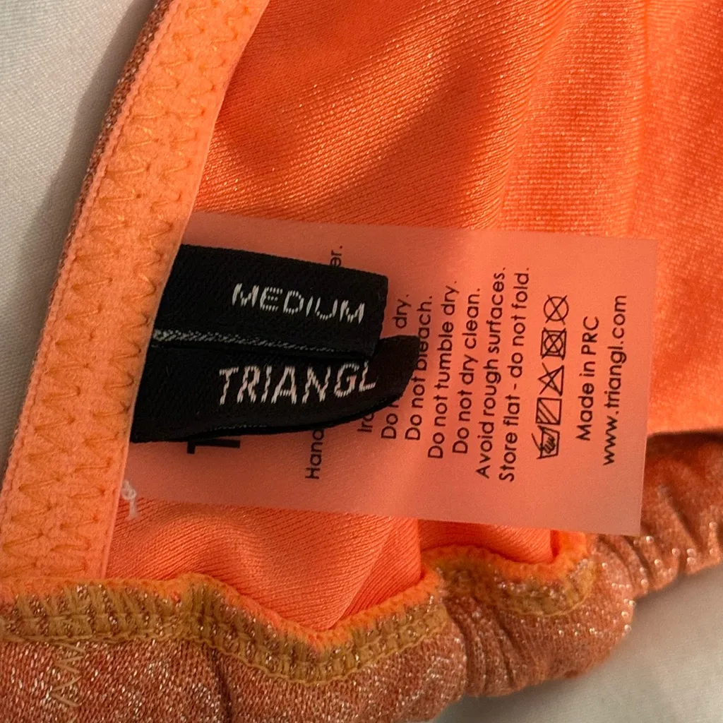 Triangl Fyra Glitter Orange Bikini Top Size M - Image 4
