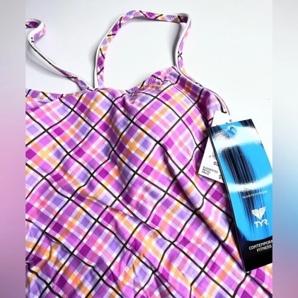 TYR Phoenix Plaid Tankini Top size 14. Pink - Image 3