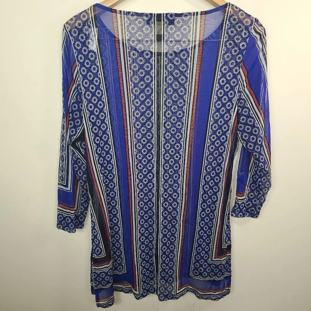 INC International Concepts Sheer Boho Blouse. **No Cami Blue Size L - Image 9