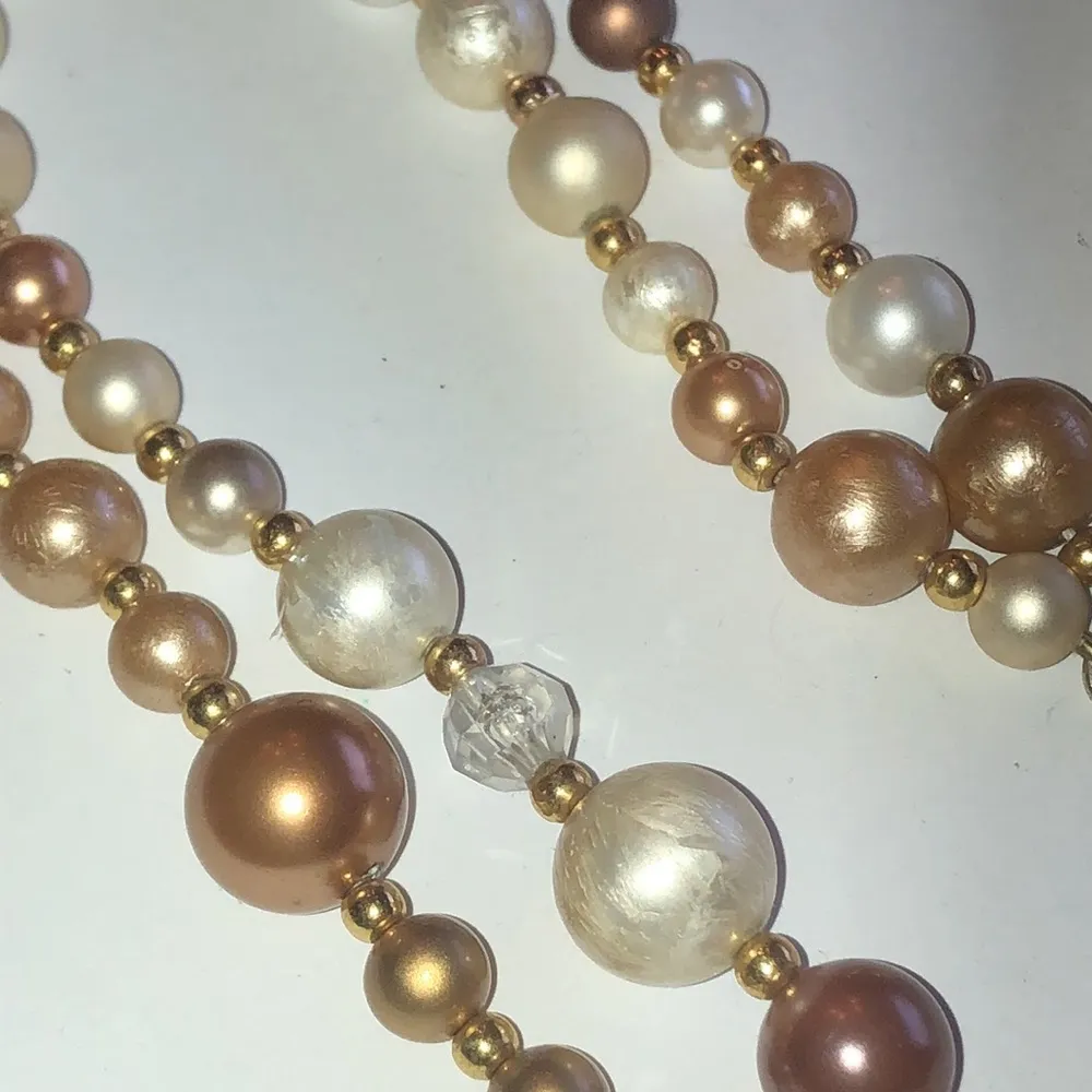 Coro Vintage Off White Neutral Faux Pearls Chunky Beaded Boho Necklace - Image 5